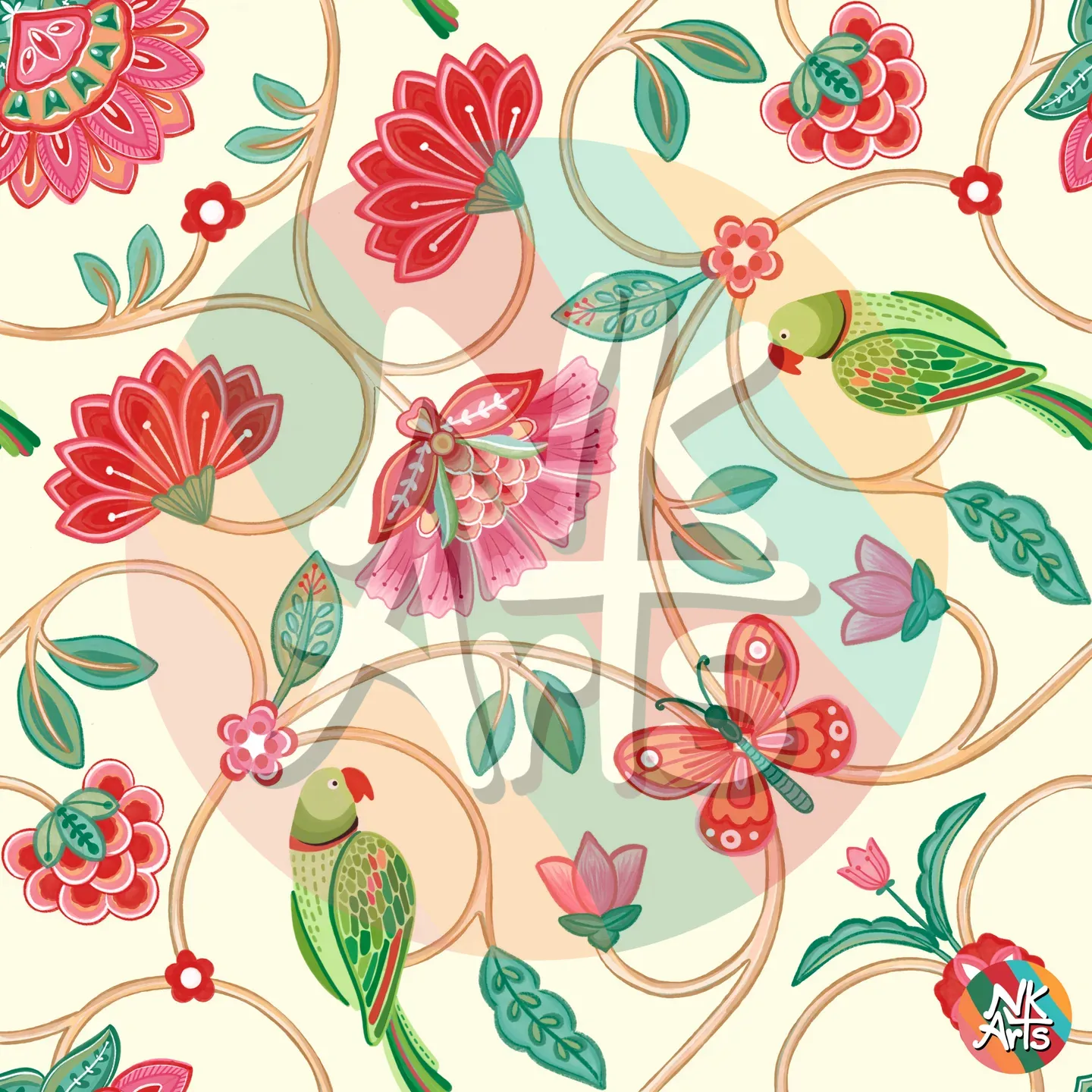 Pink floral seamless pattern